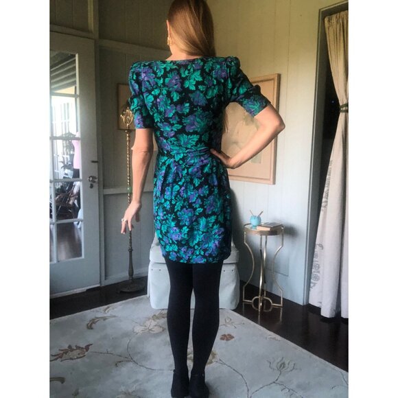 VintagFloral Midi Dress, Puff Sleeve Dress, 80s Dress, like Laura Ashley | Small - Picture 8 of 10